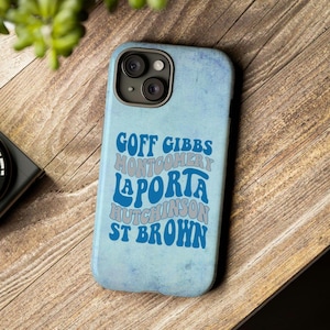 Detroit Football Players Tough iPhone Case, Lions Football iPhone 16 Cover, Sports Fan Gift, Football Lover Gift, Protective Phone