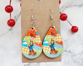 Toy Story Earrings / Disney Inspired Earrings / Rodeo Roundup / Lightweight Wood Earrings / Gift For Her Under 15 / Buzz and Woody