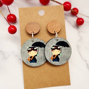 Mary Poppins Inspired Earrings / Disney Inspired Earrings / Spoonful of Sugar / Wood Earrings / Gifts Under 15 / Practically Perfect