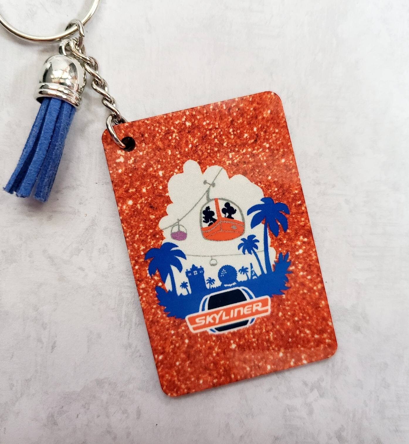 Disney Parks Inspired Keychain Disney Skyliner Inspired Keychain Glitter Keychain Gift Under 15 Purse Charm Luggage Tag Etsy