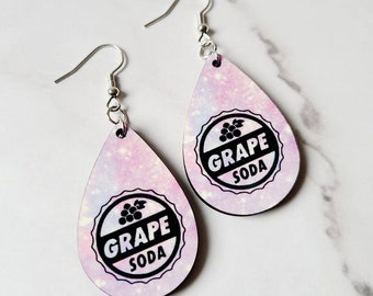 Grape Soda Earrings / Disney Inspired Earrings / Up Earrings / The Ellie Badge / Wood Earrings / Gifts Under 15 / Lightweight / Carl