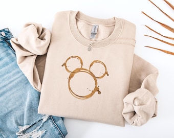 Mickey Coffee Sweatshirt / Coffee Lover Sweatshirt / Mickey Coffee Rings Sweatshirt For Vacation / Gift For Her / Cozy Sweatshirt