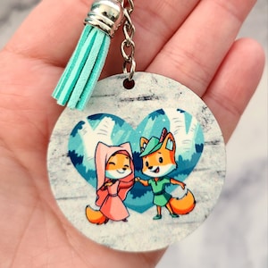 Robin Hood Keychain / Robin Hood and Maid Marian Disney Inspired Keychain / Bag Charm / Purse Charm / Gift Under 15 / Robin Hood Little John