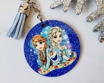 Frozen Inspired Keychain / Anna and Elsa Inspired Keychain / Olaf / Purse Charm / Bag Charm / Princess Keychain / Disney Inspired Keychain