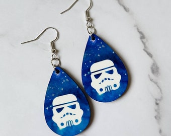 Star Wars Inspired Earrings / Storm Trooper Earrings / Disney Inspired Earrings / Wood Earrings / The Empire / Rise Of Resistance Inspired