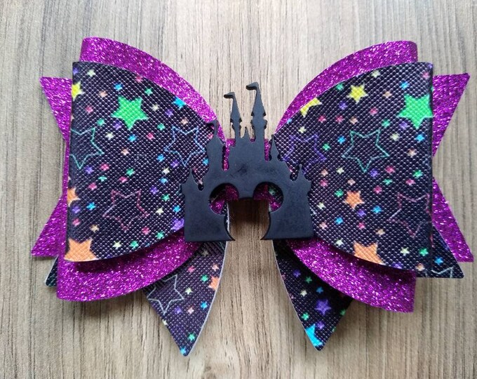 Disney Celebration Faux Leather Hair Bow / Disney Castle Hair Etsy