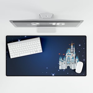 Alfombrilla de escritorio inspirada en el Castillo de Cenicienta de Disney, alfombrilla de ratón, accesorios de oficina, regalo mágico de princesa, artículos de papelería de cuento de hadas