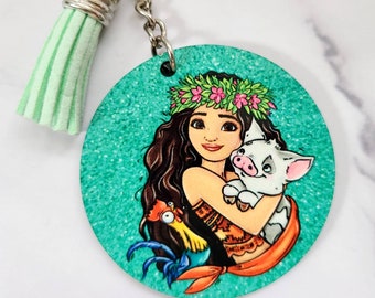 Disney Inspired Keychain / Moana Keychain / Bag Charm / Luggage Tag / How Far I'll Go / Cute Keychain / Gift Under 15 / Wood Keychain