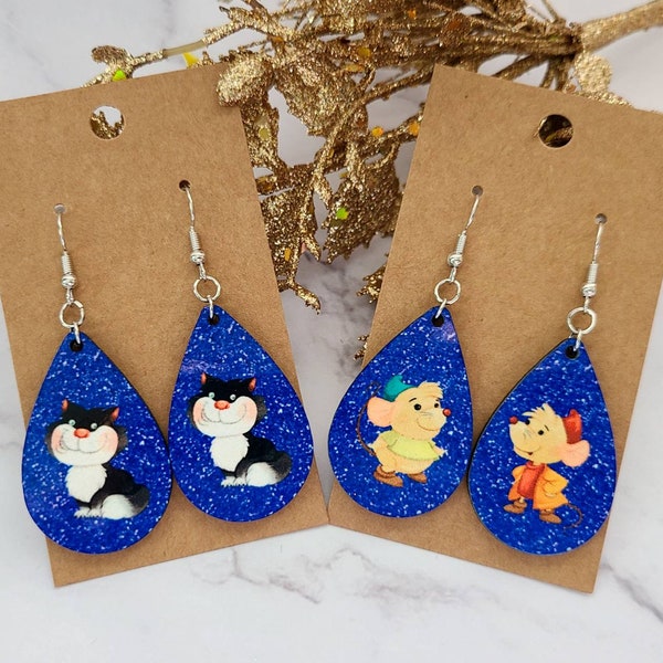 Cinderella Glass Slipper / Earrings / Fairy Godmother / Disney Princess Earrings / Lightweight Wood Earrings / Cute Earrings / Gift Under 15