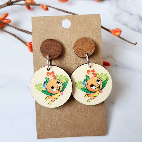 Orange Bird Inspired Earrings / Disney Inspired Earrings / Wood Earrings / Lightweight / Gift Under 15 / Summer Earrings / Gift For Her