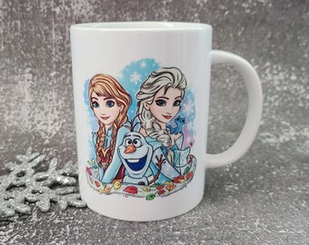 Disney Inspired Coffee Mug / Frozen Inspired Mug / Mug For Cocoa / Anna and Elsa / Olaf / Princess Mug / Gift Under 20 / Winter Mug