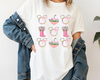 Minnie Flower and Garden T-shirt lente bloemen, Disney Minnie Mouse T-shirt, jersey uniseks shirt, shirt lentebloem, bloemen grafisch T-shirt