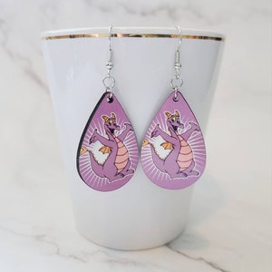 Figment Earrings / Disney Inspired Earrings / Lightweight Wood Earrings / Epcot Inspired Earrings / One Little Spark /