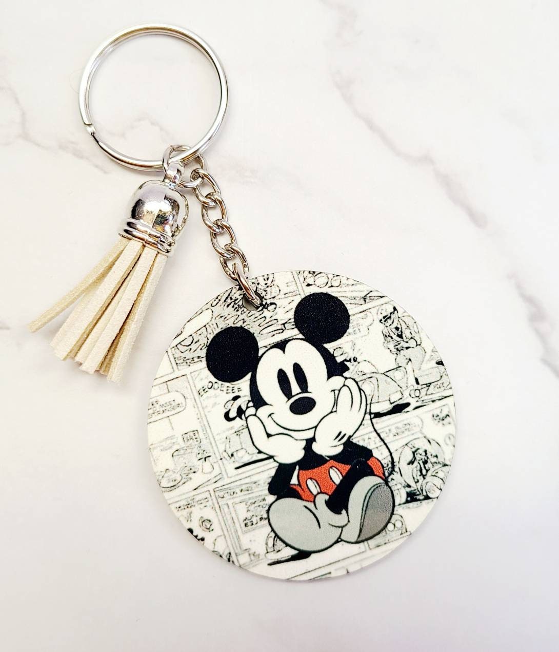 Mickey Keychain / Disney Inspired Keychain / Black and White 