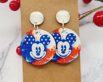 Patriotic Earrings / Disney Inspired Earrings / Fourth of July / Mickey Earrings / Red, White and Blue / Mickey Earrings / USA Earrings