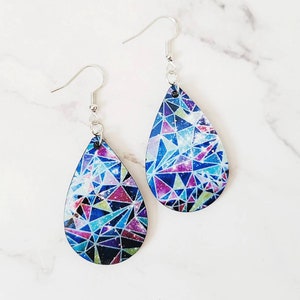 Guardians of the Galaxy Inspired Earrings / Outer Space Earrings / Lightweight Wood Earrings / Geometric Jewelry / Gift Under 15 /
