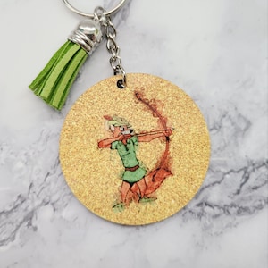 Robin Hood Keychain / Disney Inspired Keychain / Vintage Keychain / Bag Charm / Purse Charm / Gift Under 15 / Robin Hood Little John