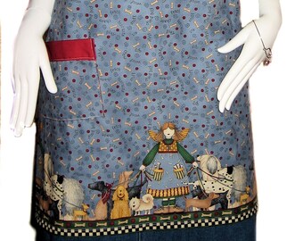 Mother Daughter Apron Set With Country Style Angels and Puppies