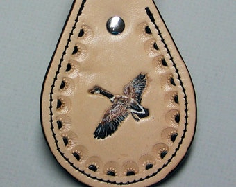 Leather Key Fob with Hand Painted Canadian Goose