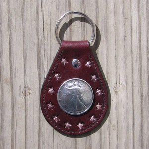Walking Liberty Leather Key Fob
