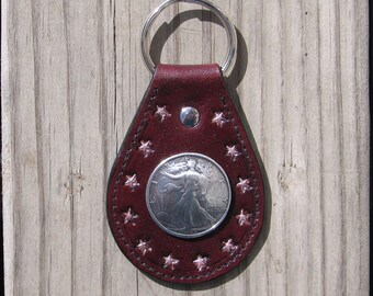 Walking Liberty Leather Key Fob