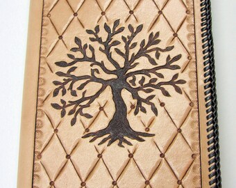 Hand Tooled Leather Tree of Life Junior Notebook Cover