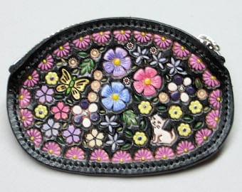 Flower Garden Leather Coin Purse