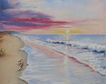 Sunset Beach Pastel Painting