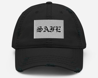 Distressed Embroidered Baseball Cap: SAFE Dad Hat