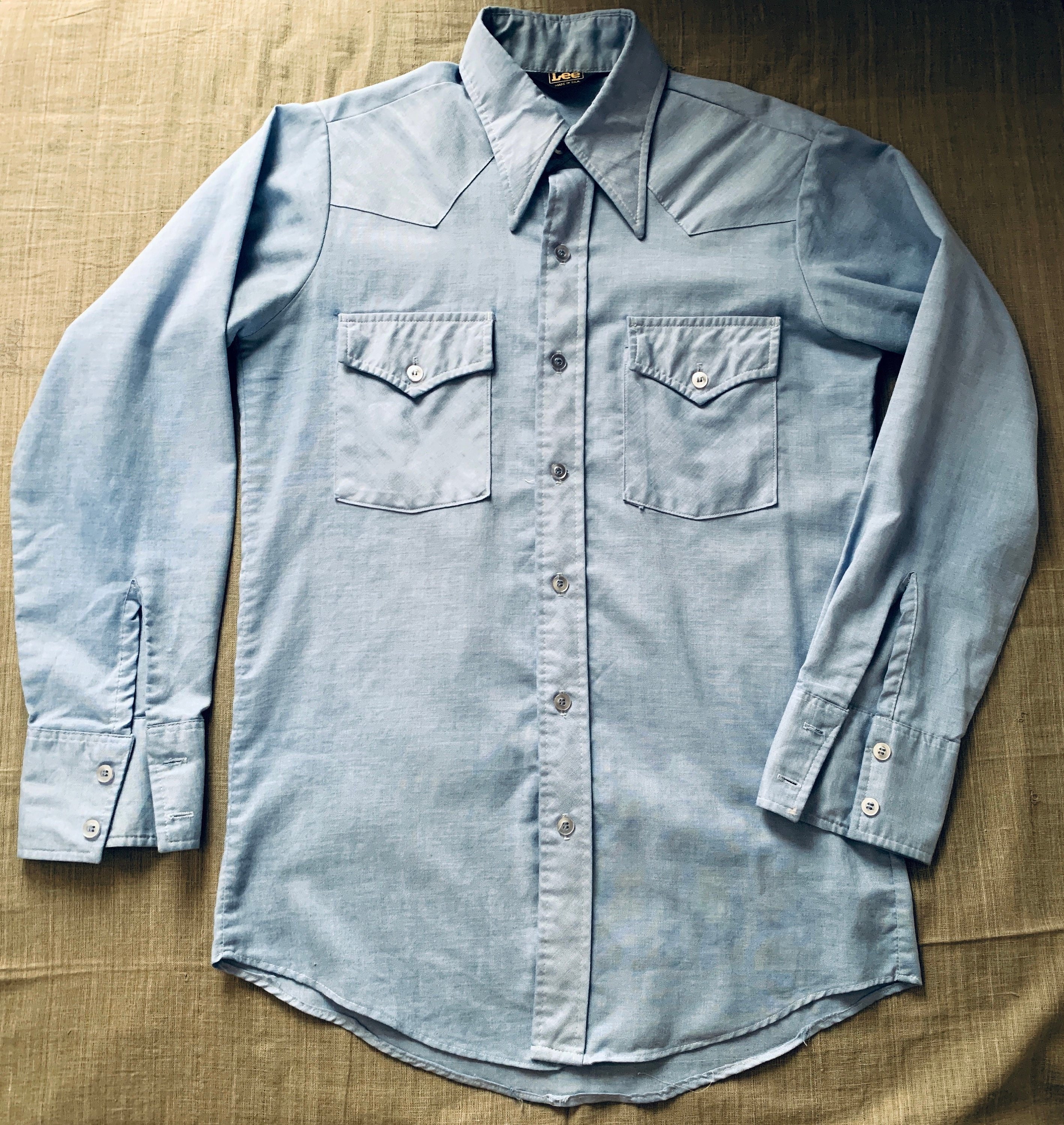 EAT THE RICH on Vintage Lee Chambray Shirt From 70's - Etsy