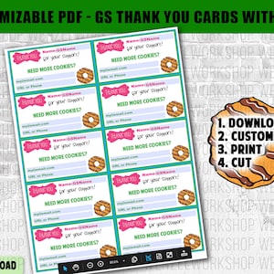 Customizable Girl Scout Business Cards with Name / Cookies Booth Decor / 8.5 x 11 Printable / Works with Avery #5371 Paper