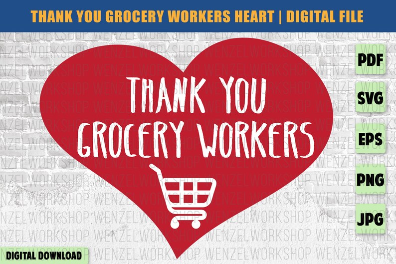 Thank You Grocery Workers SVG Essential Employee Car Decal Etsy