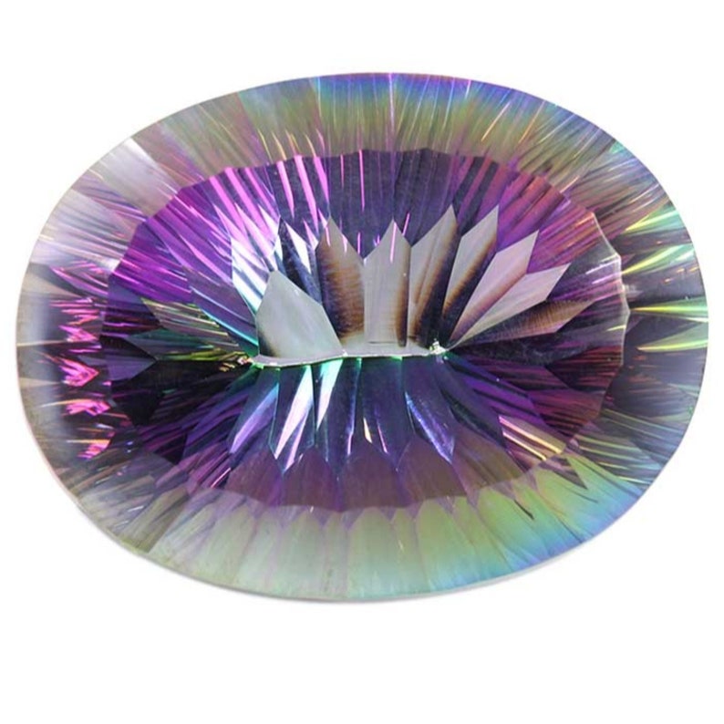 142.35Cts Rainbow Mystic Topaz Loose oval Concave Cut Gemstone