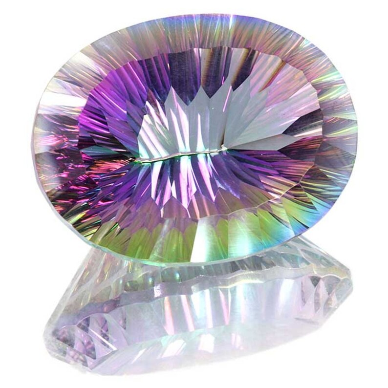 142.35Cts Rainbow Mystic Topaz Loose oval Concave Cut Gemstone