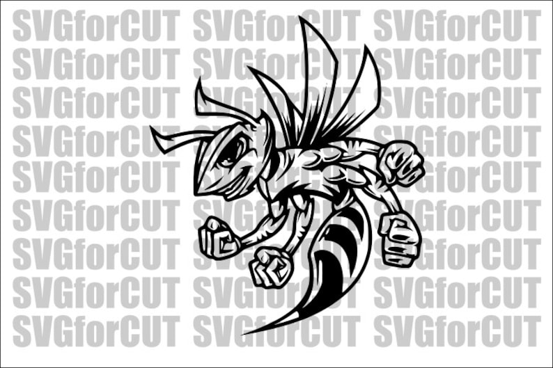 Hornet 2 Vector Logo Mascot Svg Silhouette Cutting Cute File Etsy