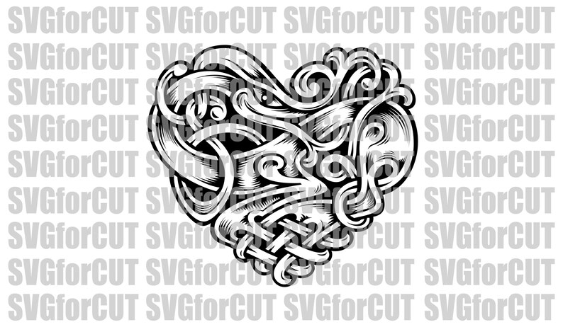 Heart Celtic Svg Romantic Silhouette Dxf Png Design Decor Etsy