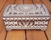 Wooden Jewellery Box 28 cm long lock and key in Brown color