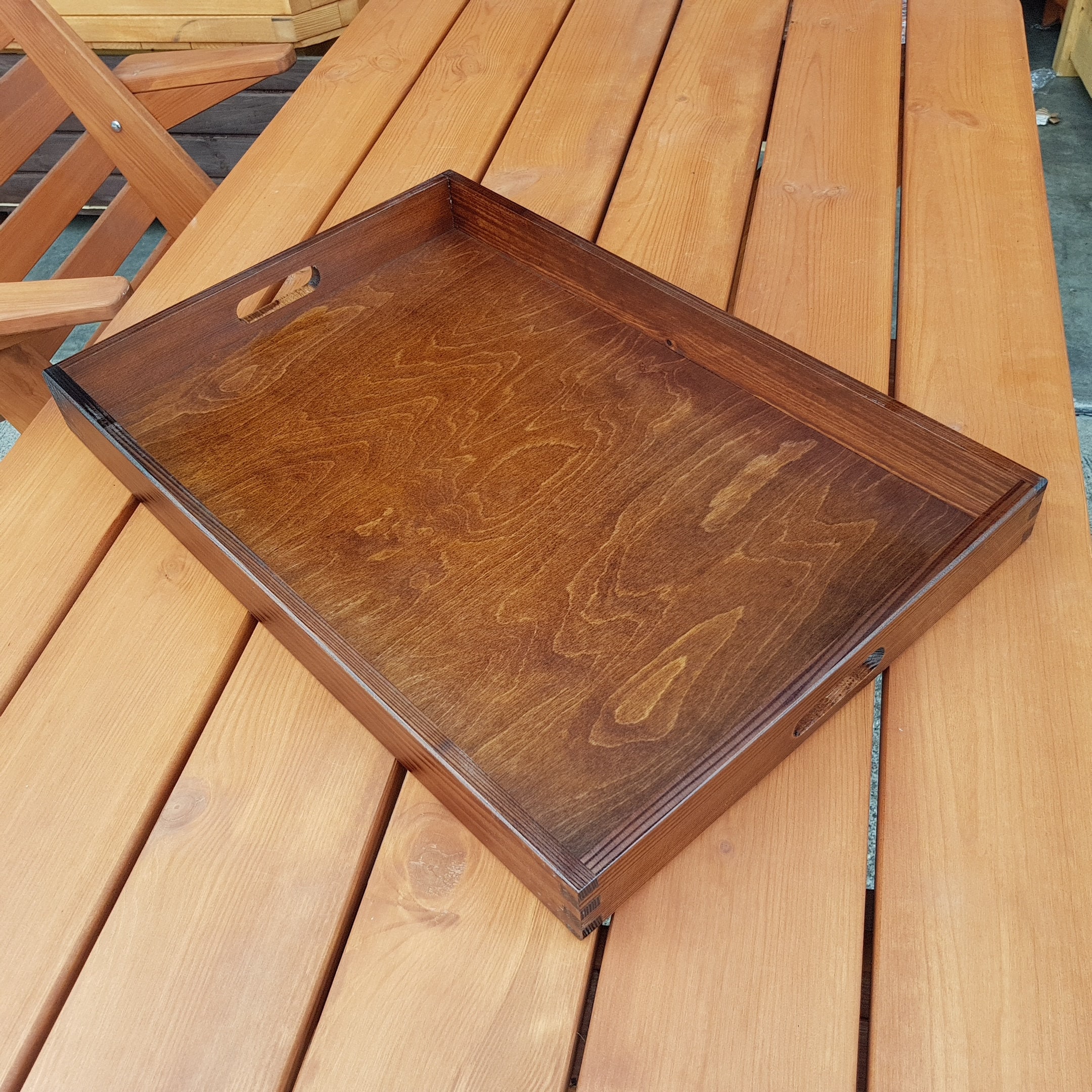 Wooden Large Serving Tray 60 cm long in Brown Color Etsy