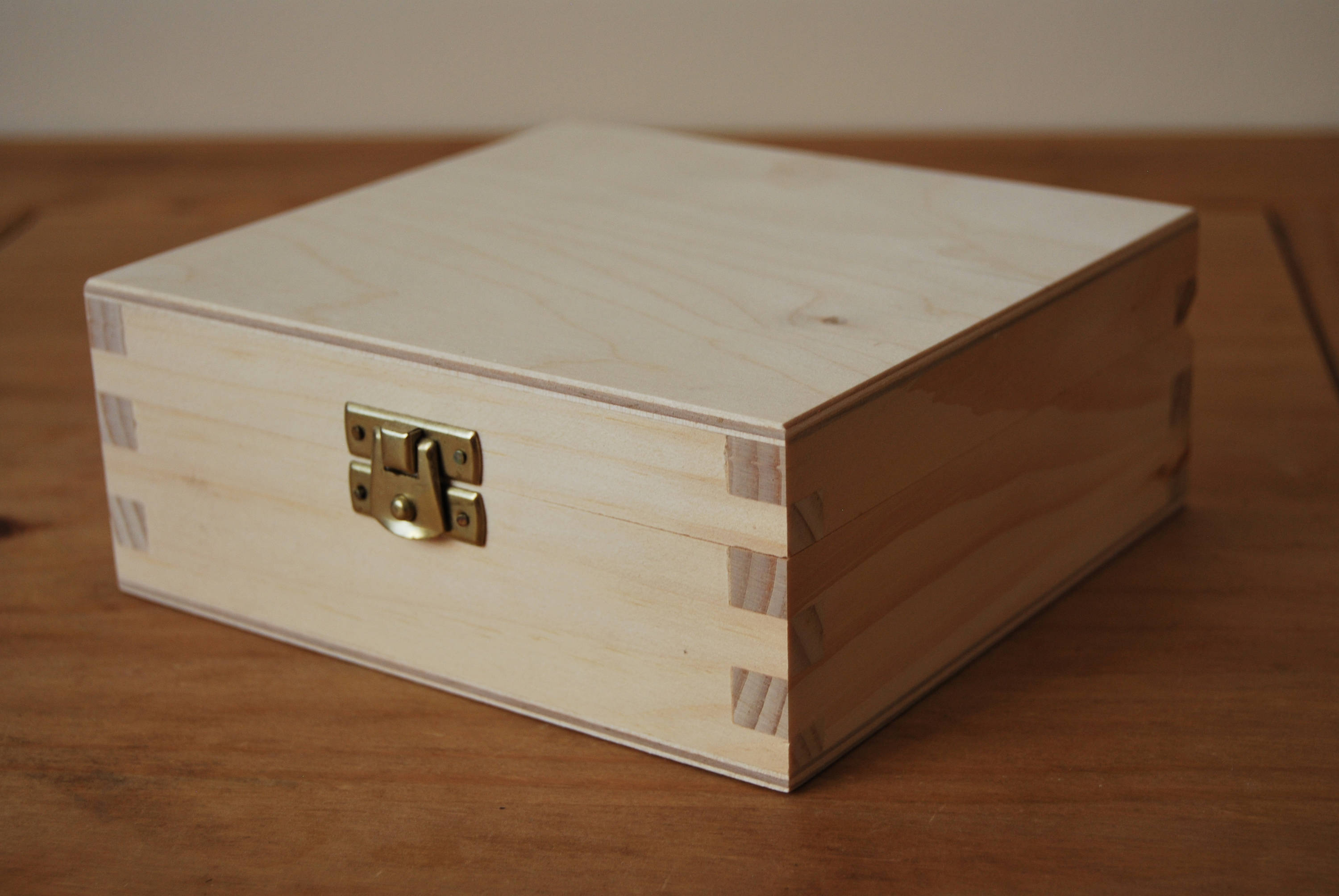 Small Plain Wood Wooden Box 15.5x14.5x6 cm Lockable Latch for Etsy