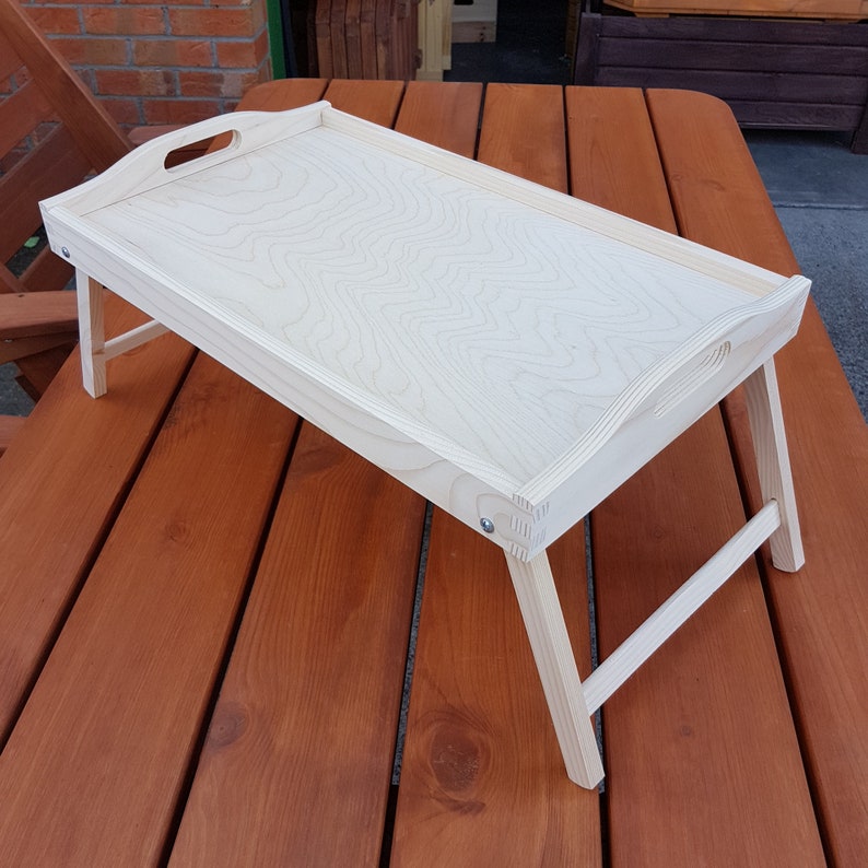 Wooden Breakfast Food Serving Lap Tray With Folding Legs For Etsy