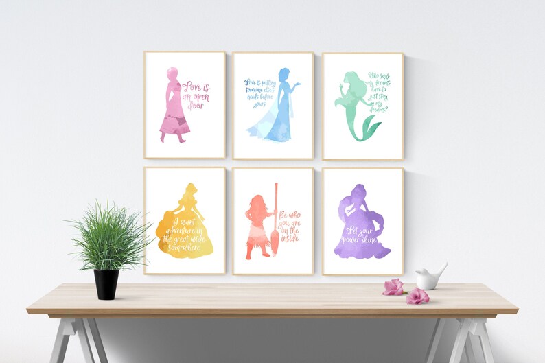 Set of 6 Disney Princess Quote Inspirational Art Prints A4 Etsy