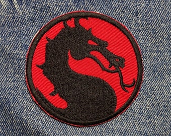 Dragon Emblem (Red) Embroidered Patch. Horror Movie Inspired Patches. Iron On Backing.