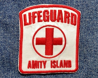 Amity Lifeguard Embroidered Patch. Horror Movie Inspired Patches. Iron On Backing.