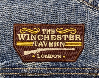 Winchester Tavern Embroidered Patch. Horror Movie Inspired Patches. Iron On Backing.
