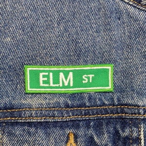Elm Street Sign Embroidered Patch. Horror Movie Inspired Patches. Iron On Backing.