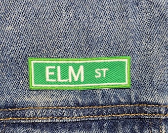 Elm Street Sign Embroidered Patch. Horror Movie Inspired Patches. Iron On Backing.