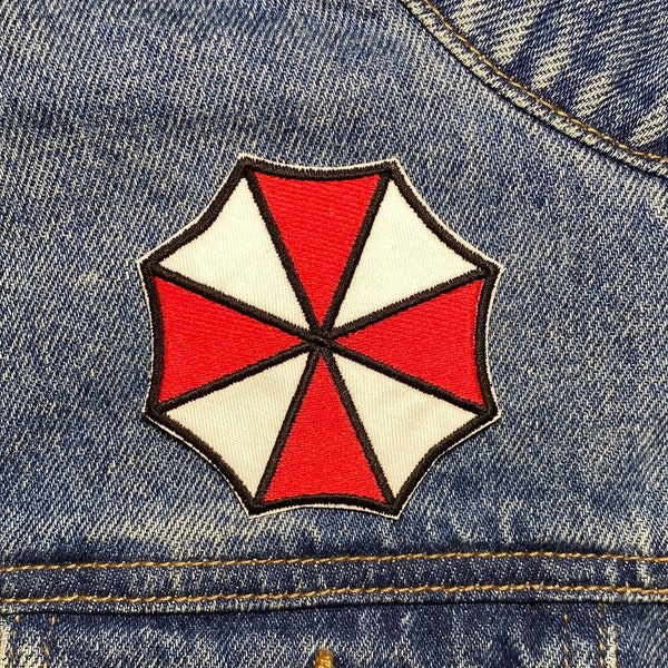 Umbrella Embroidered Patch. Horror Movie Inspired Patches. Gaming. Iron On Backing.