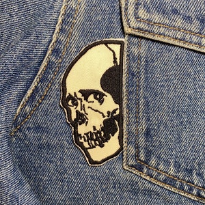 Poster Skull Embroidered Patch. Horror Movie Inspired Patches. Iron On Backing.