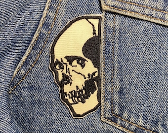 Poster Skull Embroidered Patch. Horror Movie Inspired Patches. Iron On Backing.