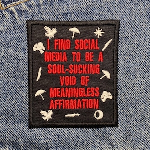 Social Media Embroidered Patch. Horror Movie Inspired Patches. Iron On Backing.